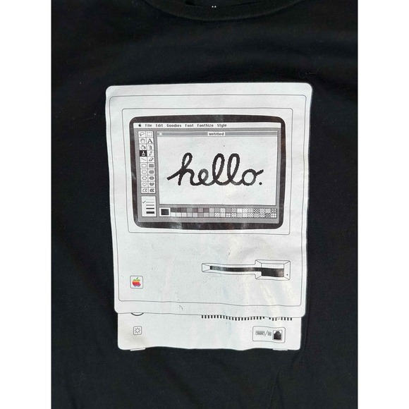 Apple Macintosh Hello Graphic Black T-Shirt Retro Computer Tee Medium - Picture 6 of 8